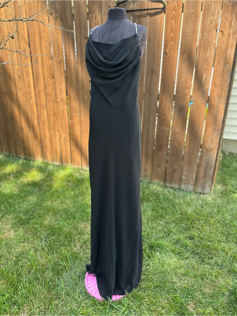 Vintage Night Way Collections Black Cowl-Back Maxi Dress